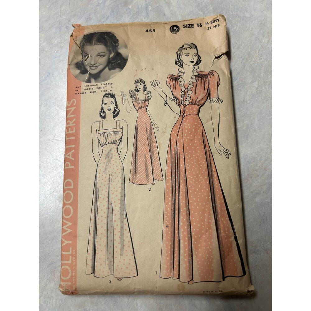 Vintage 1930's Hollywood Pattern #1481 Mary McGuire Pajamas Size 16